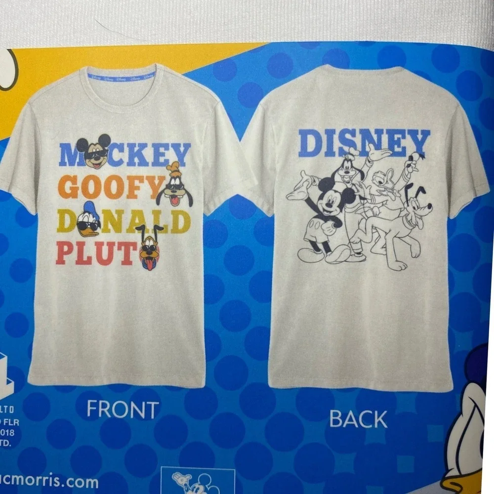 Disney Mickey Goofy Donald Pluto Kids Character Graphic Tee XXL 18 Gray NWT‎